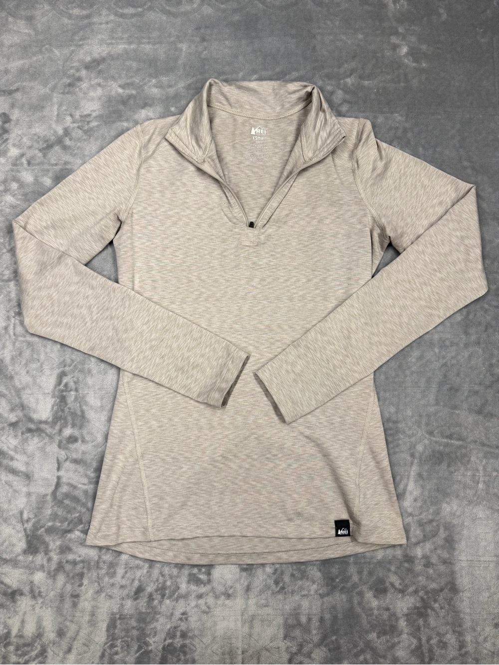 REI Light Beige Quarter-Zip Long Sleeve Top